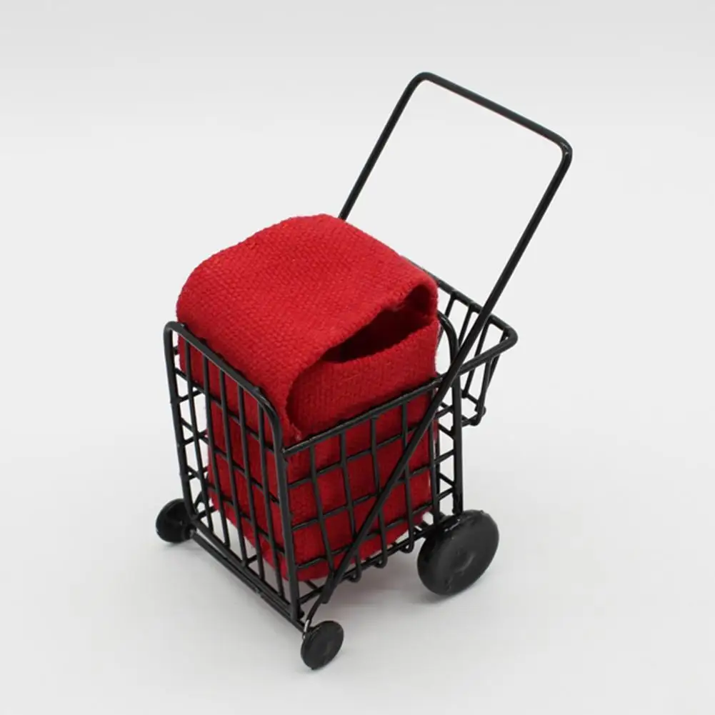 

Mini Shopping Cart High Simulation Durable Gift Shopping Cart Model Scene Decoration