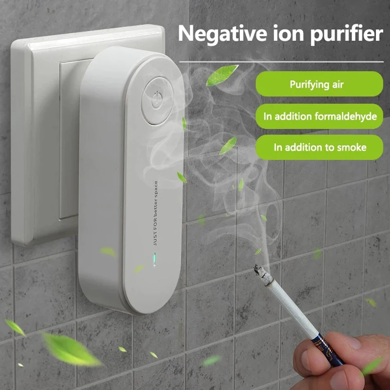 

Negative Ion Air Purifier Odor Deodorizer Socket Portable Remove Dust Smoke Formaldehyde Removal Mute Bathroom Household Use