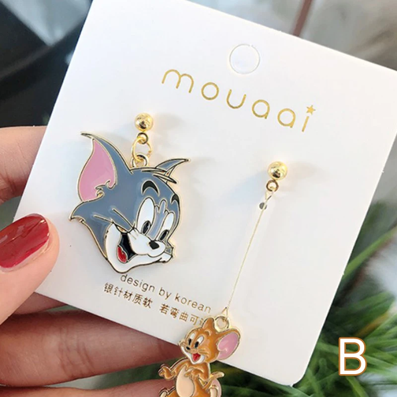 Серьги-гвоздики в стиле аниме Кот Том мышь 1 пара |