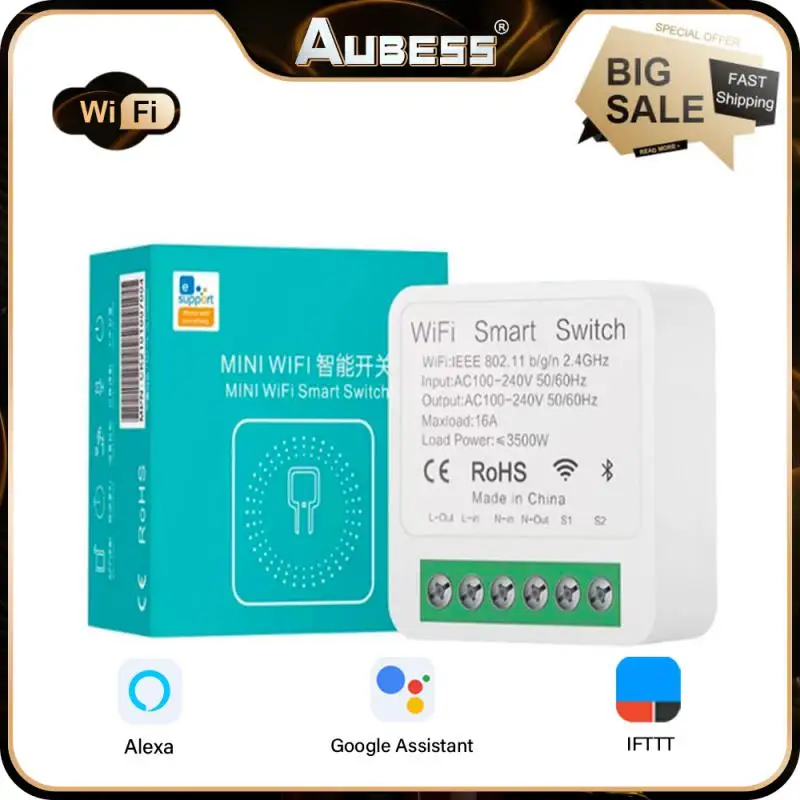 

Aubess 16A мини Wifi умный модуль переключателя 2-полосный таймер управления DIY беспроводные переключатели умный дом работа с Ewelink Alexa Google