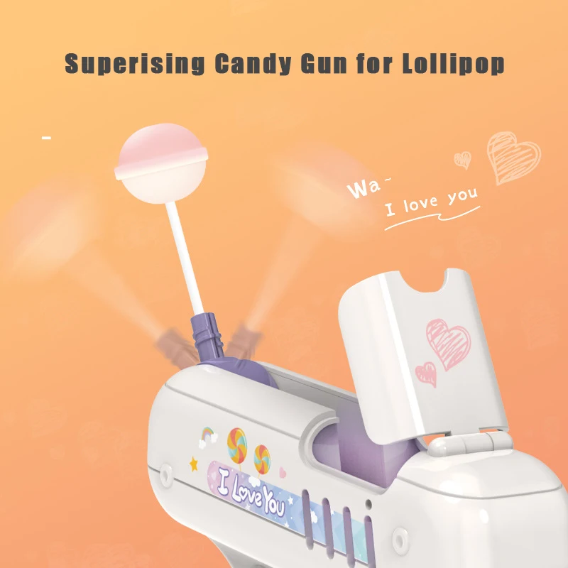 

Play House Candy Gun Surprise Sugar Lollipop Gun Same Creative Toy Gifts for Boys Grils Kids Children Fun Sweet Candy Gun Toys