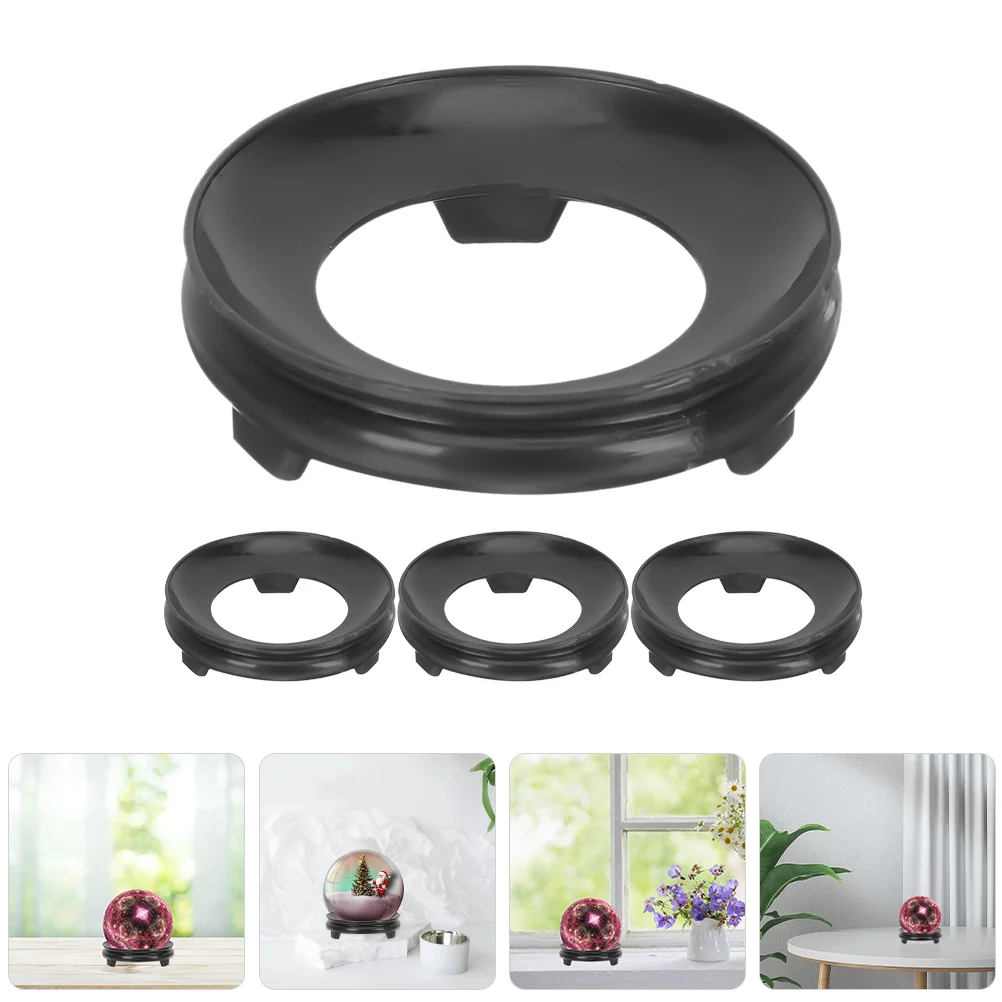 

4 Pcs Table Top Decor Ball Rack Stand Crystal Sphere Simple Vintage Adornment Wooden Gourd Base Ornament Home