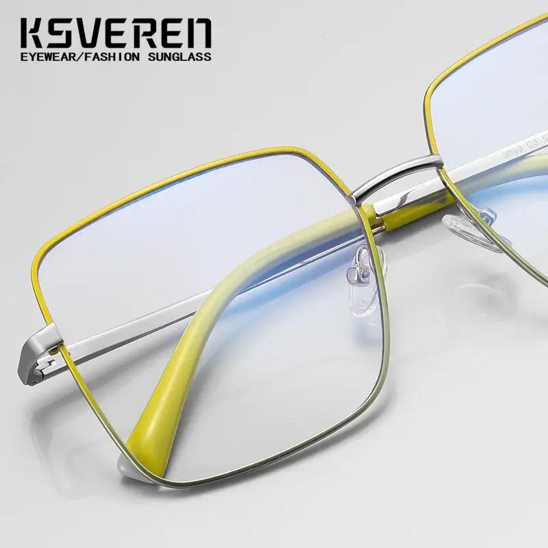 KSVEREN квадратные фотохромные очки для близорукости в металлической оправе женщин