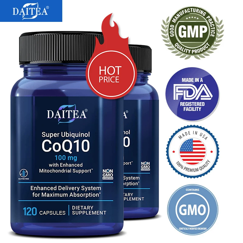 

Daitea Ultra Absorbable CoQ10 (Ubiquinone) 100 Mg 120 Capsules (Capsules) Promotes Heart Health, Cellular Energy Production