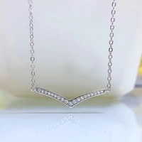2022 new 925 silver small v necklace pendant temperament necklace light luxury ins wind collarbone chain
