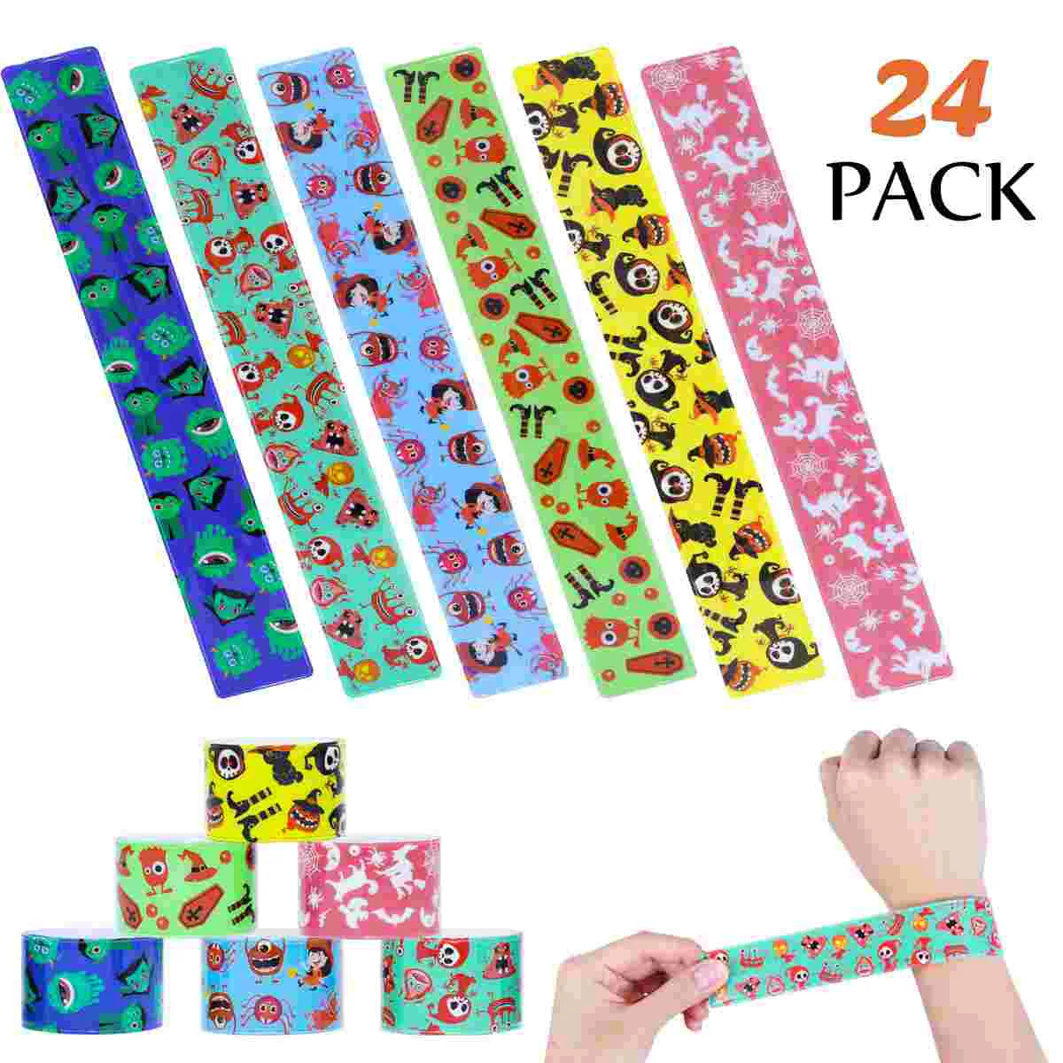 

24PCS Witch Colorful Wristband Slap Bracelet Wrist Decoration for Bag Fillers