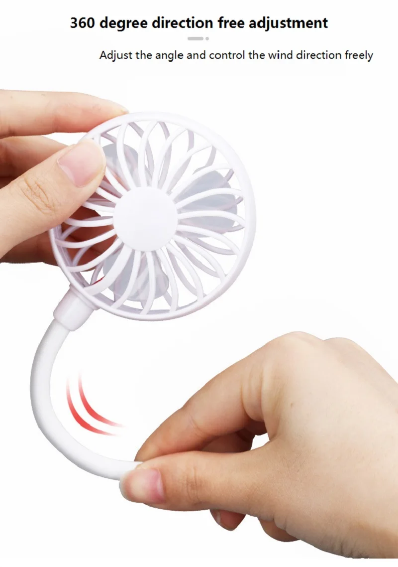 Портативный Складной вентилятор 2021 с креплением на шею и двумя вентиляторами