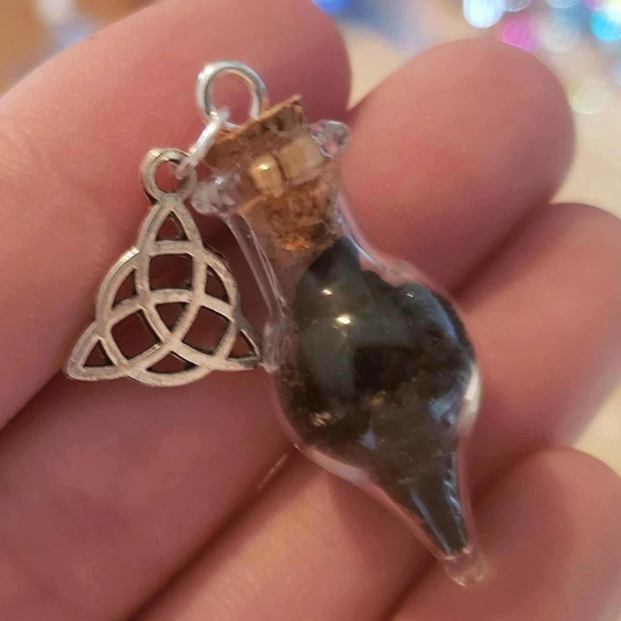 Ожерелье с черной солью, ожерелье с кулоном, защитная банка, ожерелье, алтарь, инструменты, драгоценности, травяная банка, заклинание