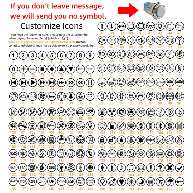 

16/19/22 мм металлический кнопочный переключатель с высокой головкой, сделай сам, светящийся символ, источник питания, светодиодный светильник, фиксация, блокировка/сброс, мгновенный