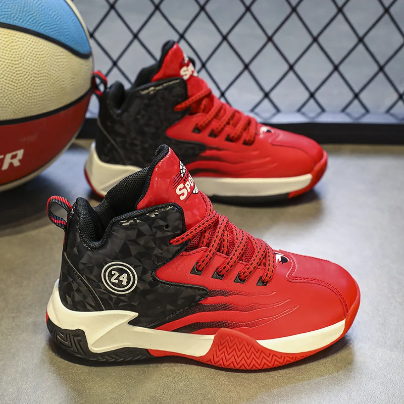 

Children's Casual Sneakers Shock-Absorbing Non-Slip High-Top Basketball Shoes Comfortable Soft Basketball Sneakers