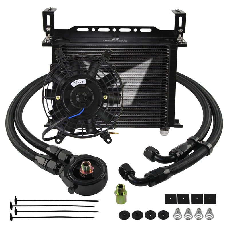 

Универсальный 10-дюймовый черный Алюминиевый Масляный Радиатор 30 рядов с адаптером масляного фильтра и электрическим вентилятором 12 В