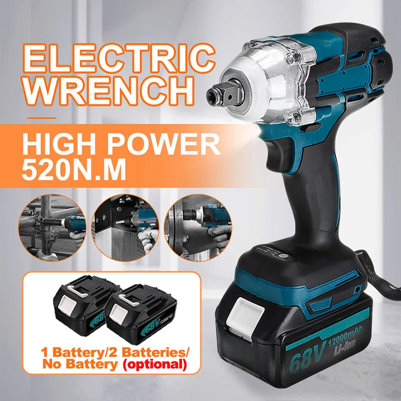 Electric Impact Wrench Screwdriver Cordless Brushless Power Tool Rechargeable Drill Driver LED Light for Makita 18V Battery