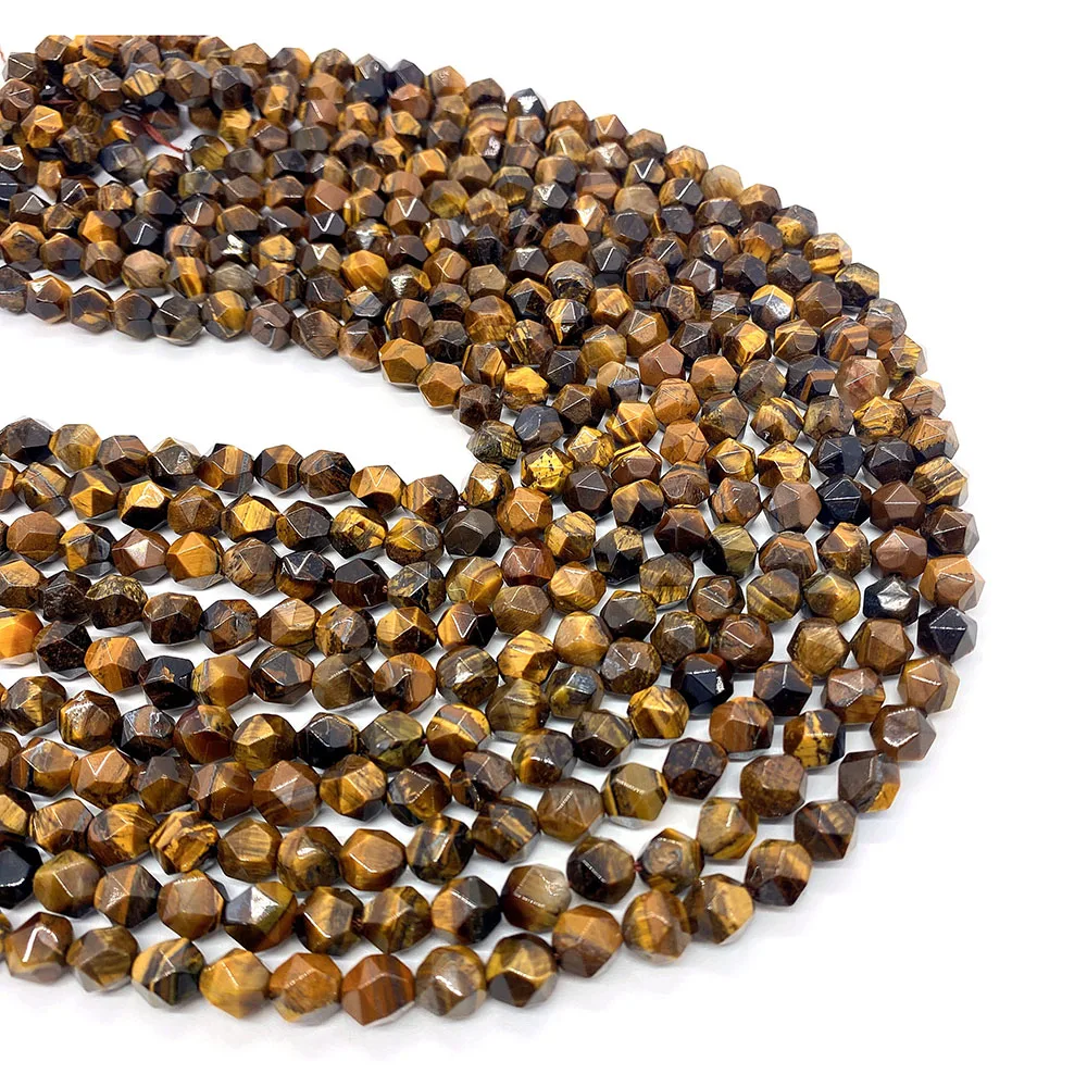 Натуральные желтые камни тигровый глаз граненые бусины россыпью 6/8/10 мм