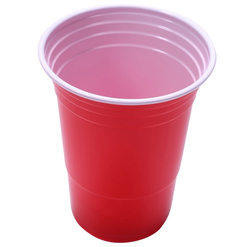 

100 шт./набор, одноразовые красные пластиковые чашки 450 мл