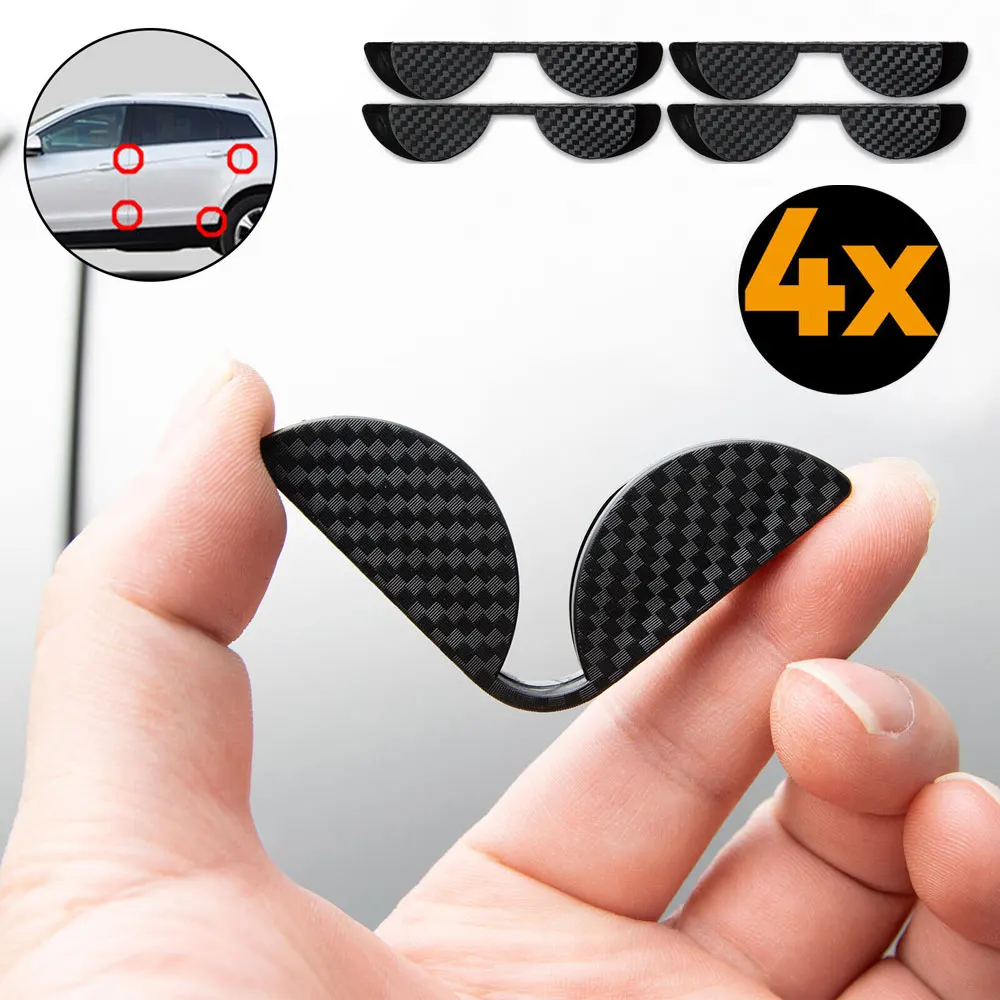 

4x Black Universal Car Exterior Anti-collision Stickers Door Corner Scratch Protection Strip Cover Carbon Fiber Modified Supplie