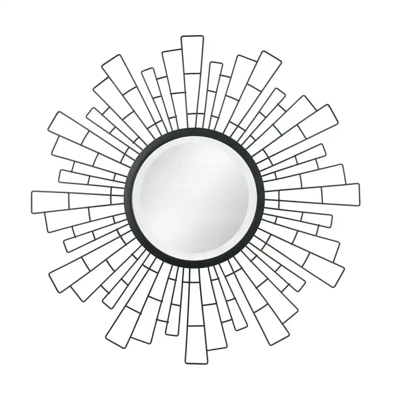 

Black Traditional Metal Geometric Sunburst Wall Mirror