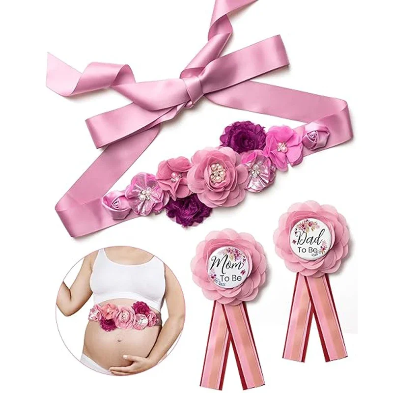 Набор цветочных поясов-Baby Shower Mom to Be Daddy Corsage Pin-пояс с цветком для платья
