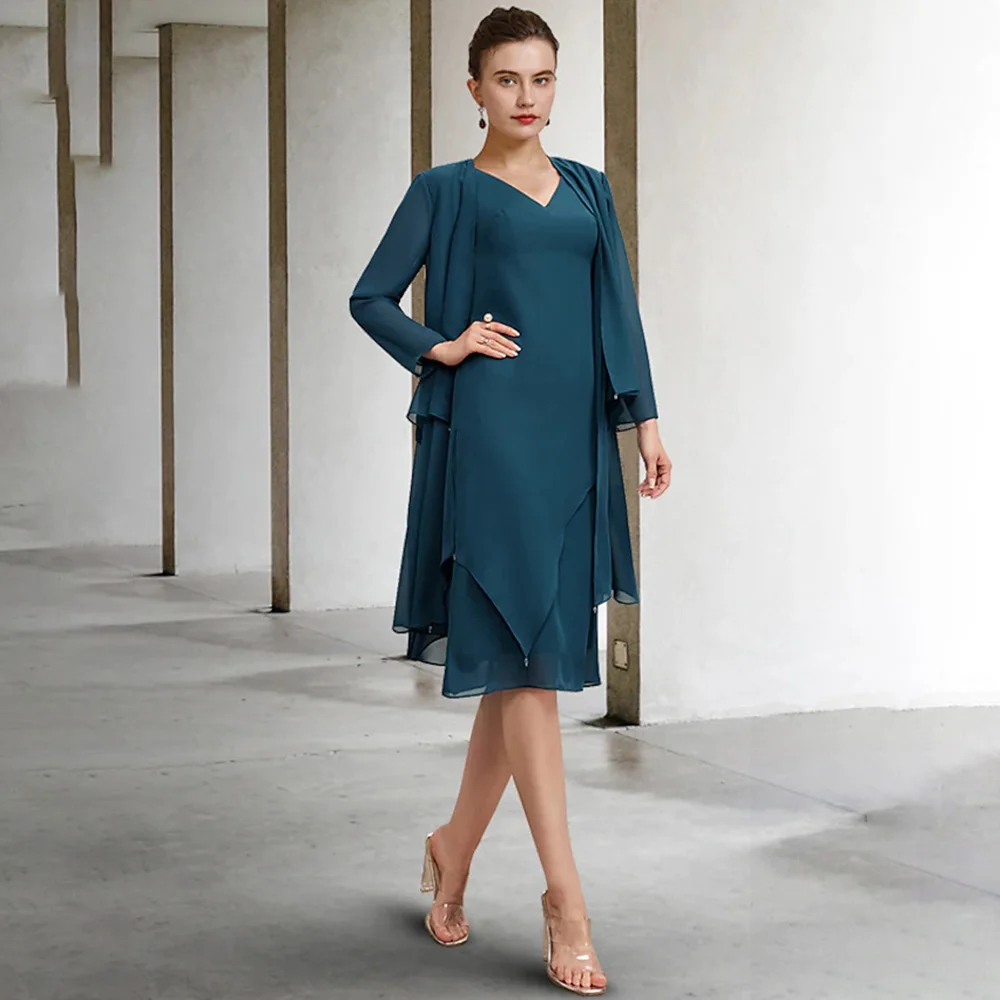 

Weilinsha Vintage Mother Of The Bride Dresses With Jacket Elegant Chiffon Groom Mother Dress For Weddings 2023 New In