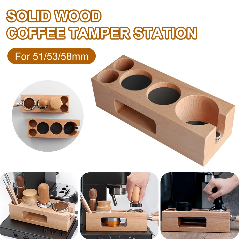 

Coffee Tamper Holder Wooden Base 51/54/58mm Coffee Filter Stand Espresso Tamper Station Mat Antislip for Barista Home Restaurant