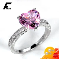 trendy women ring 925 silver jewelry heart shape cubic zirconia gemstone finger rings for wedding engagement party accessories