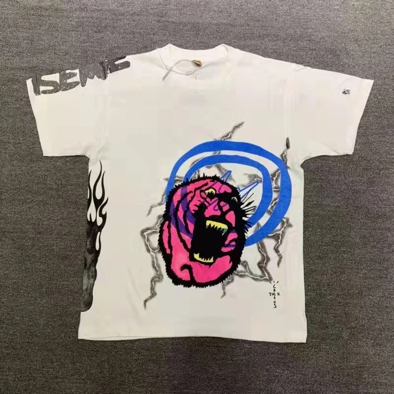 

Travis Scott T-shirt Summer Men Women Birds Animals Graffiti Print Cactus Jack T Shirt Hip Hop Style Short Sleeve Lightning Tees