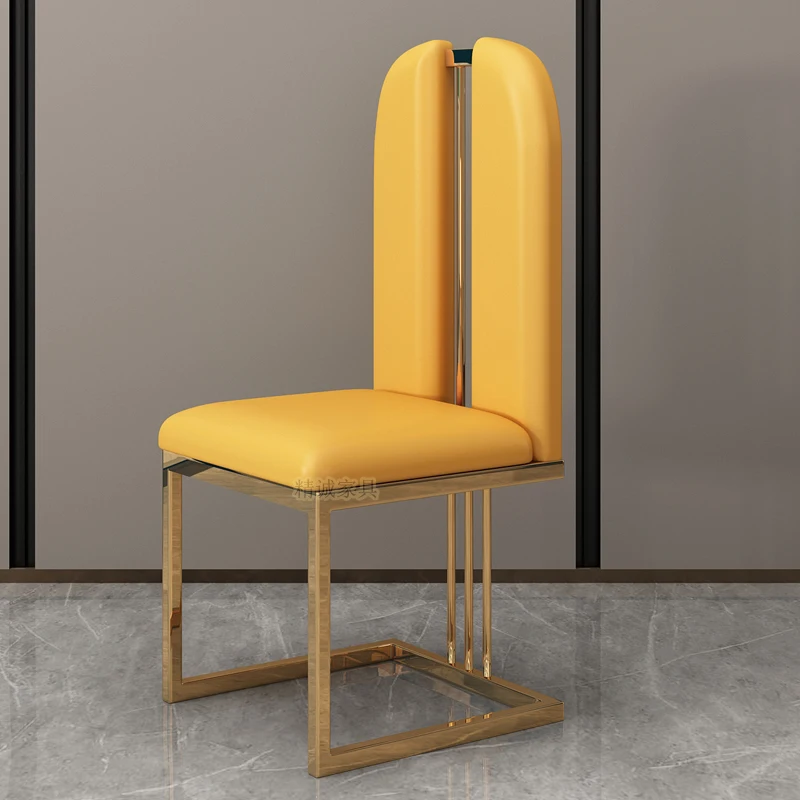 

Leather Dining Chair, Luxury and Abnormity, Modern and Simple Design, Household Nordic High-end Small-sized Stainless Steel