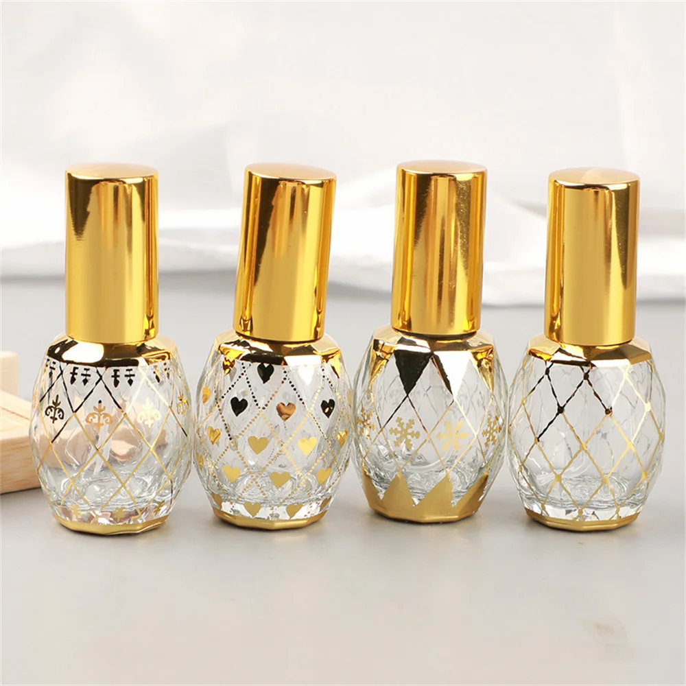 

8ml Luxury Golden Essential Oil Roller Bottle Electroplated Carve Glass Empty Bottle Crown Shape Perfume Bottles Portable Travel