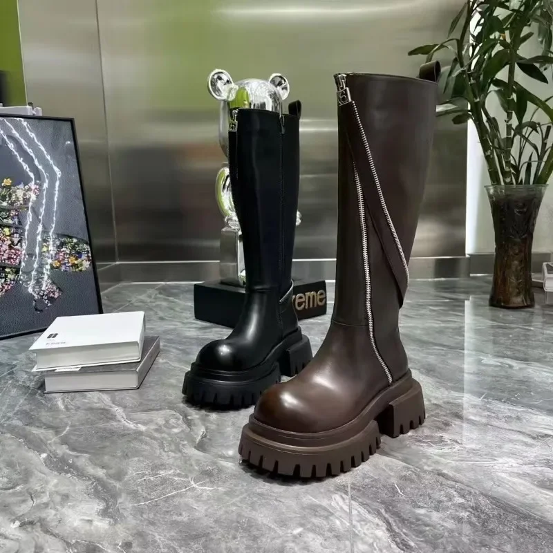 Женские высокие сапоги на плоской подошве и платформе обувь в стиле панк новые