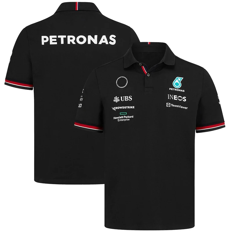 

Эта же черно-белая рубашка с коротким рукавом, официальный сайт новых фанатов гонок F1 в 2023 году