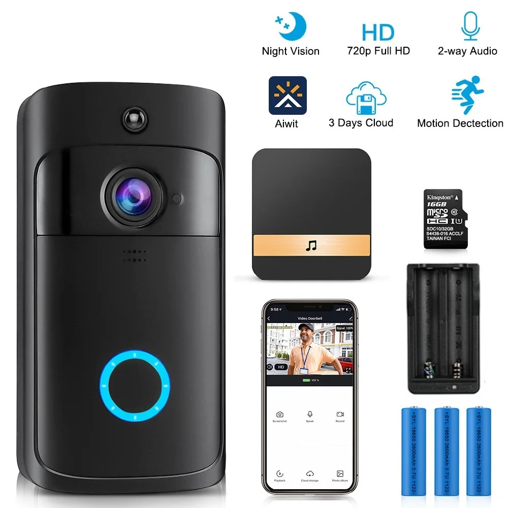 

Умный дверной звонок с Wi-Fi и беспроводной связью, видеоглаз для квартир, звонок для телефона, домашняя камера наблюдения