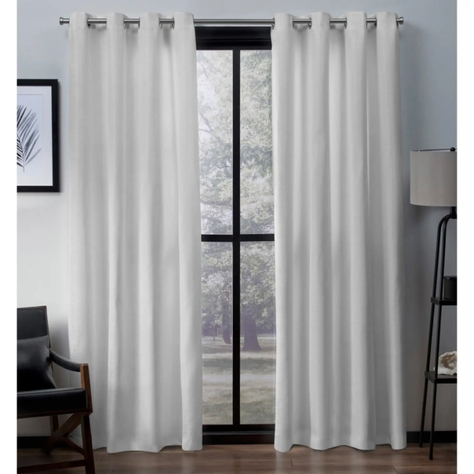 

Curtains Virenze Faux Silk Grommet Top Curtain Panel Pair, 54x96, Winter White