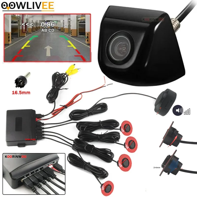 Парктроники автомобильные электронные аксессуары 4 задних радара обнаружение