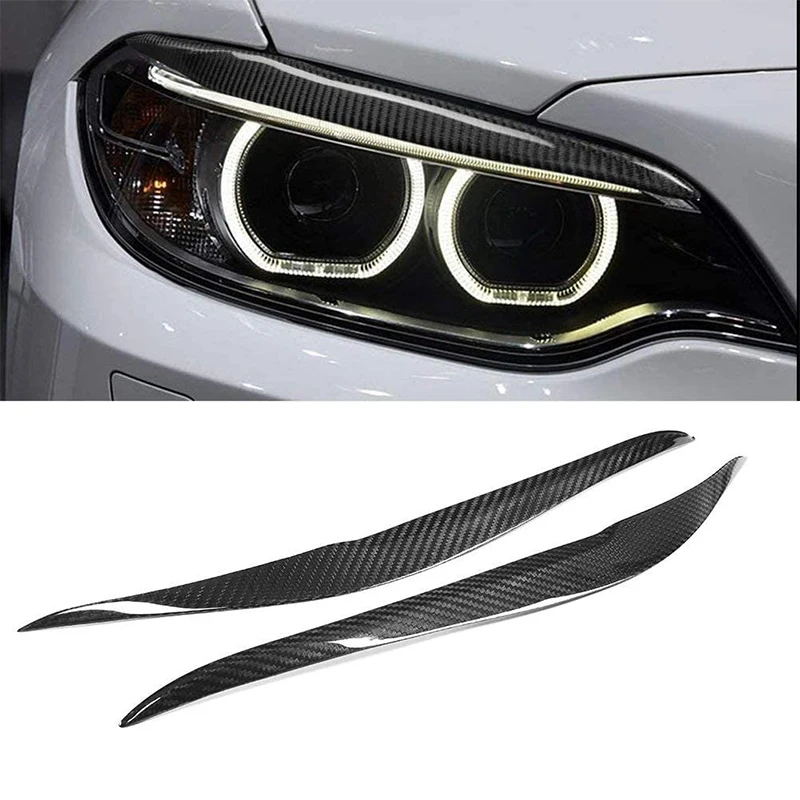 Front Headlight Eyebrow Trim Carbon Fiber Eyelid Sticker Decal for BMW F87 M2 F22 F23 220i 228i M Sport Coupe 2-Door 2014-2019