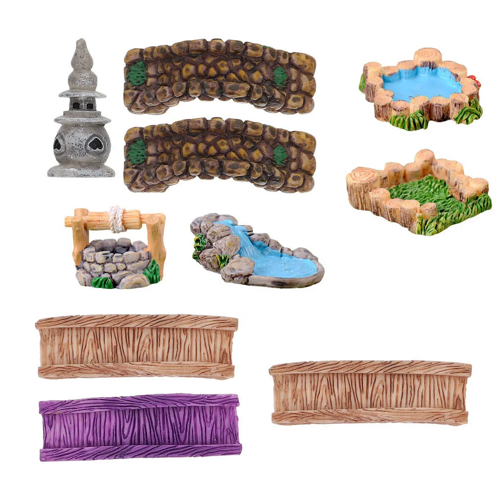 

10pcs Landscaping Resin Models Desktop Ornaments Simulated Scene Prop Home Desk Decors