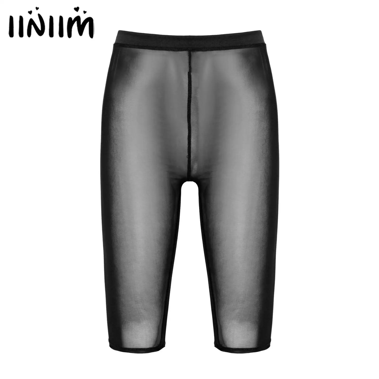 Women Femme Sexy See-through Mesh Shorts Ladies Summer Bikini lastic Waistband Sheer Short Leggings for Gym Workout Fitness