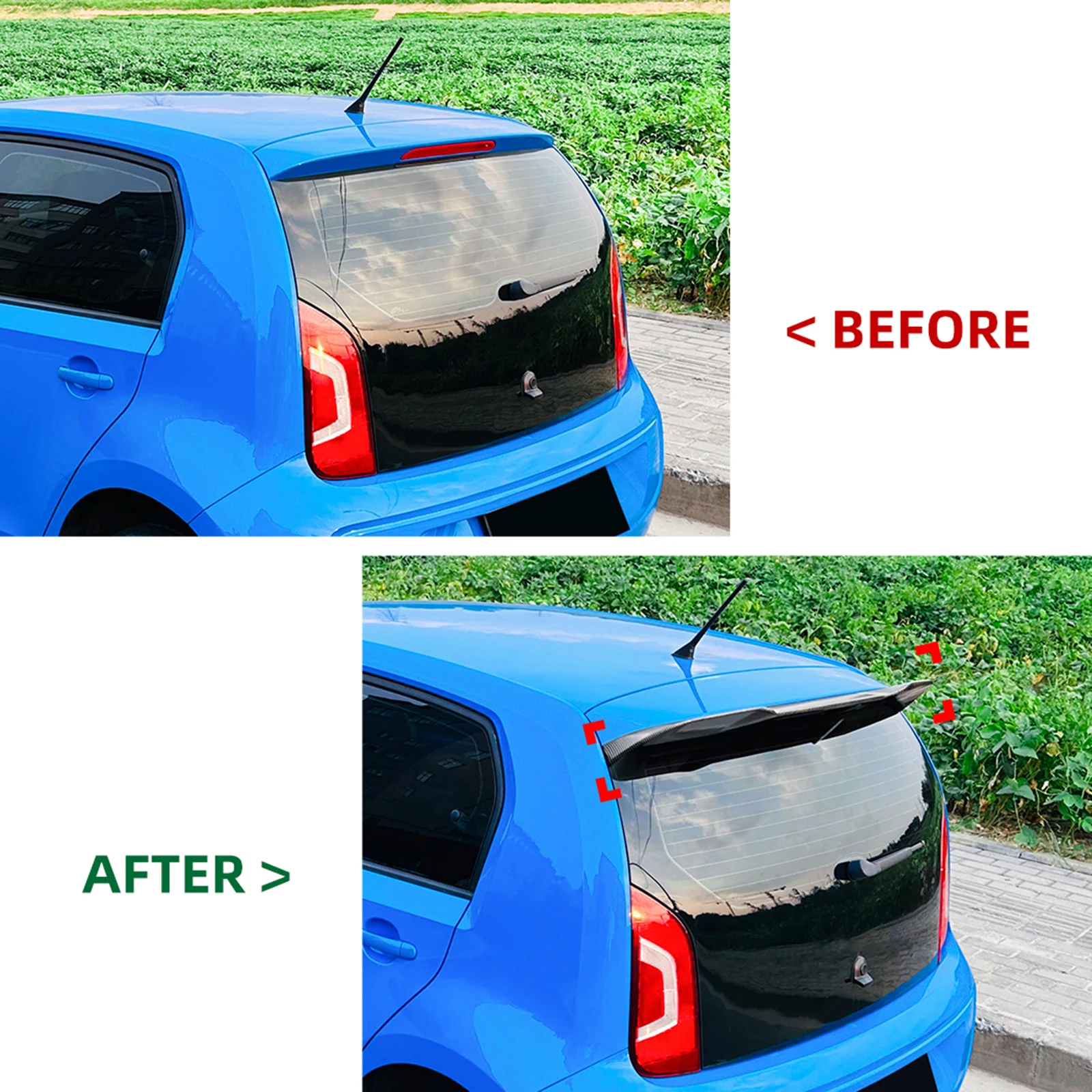 Фото Для Volkswagen VW UP SEAT Mii Skoda Citigo 2011+ GTI Стиль задняя крышка багажника спойлер крыша крыло автомобиля задняя дверь верхний хвост сплиттер губа №5