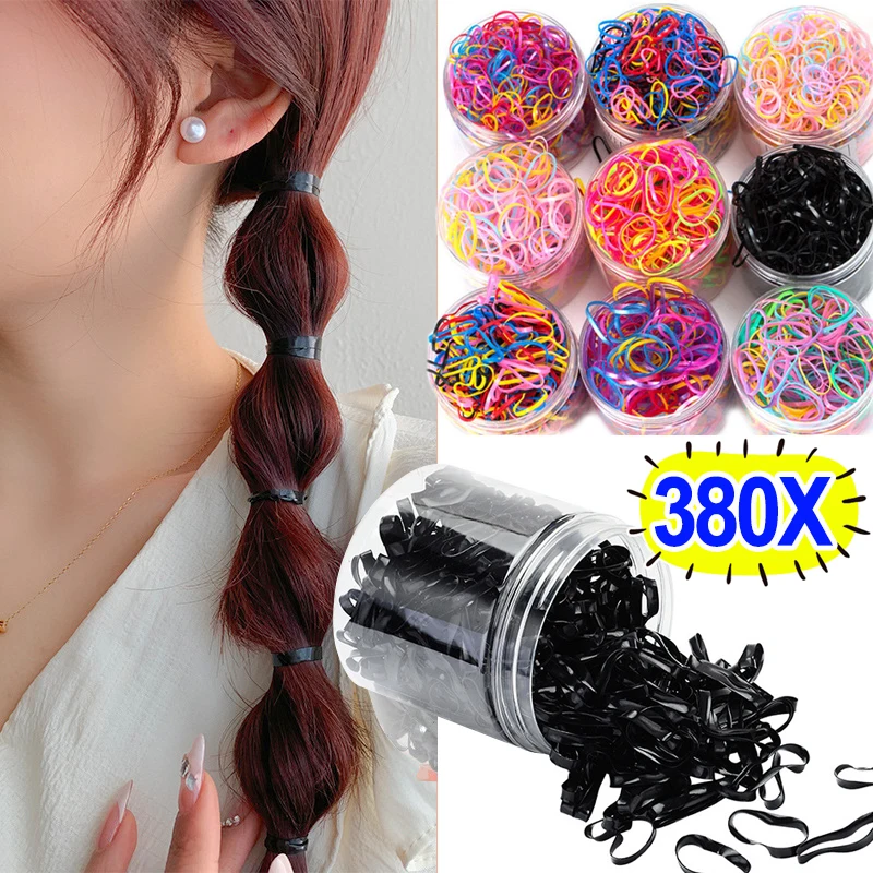 

1/2Boxes Girls Colors Disposable Rubber Band Elastic Hair Bands Headband Children Ponytail Holder Bands Kids Hair Accessories