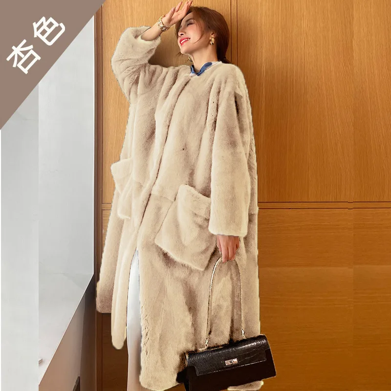 New Winter Fashion Casual Faux Fur Temperament Coat Loose Medium Length Womens Coat