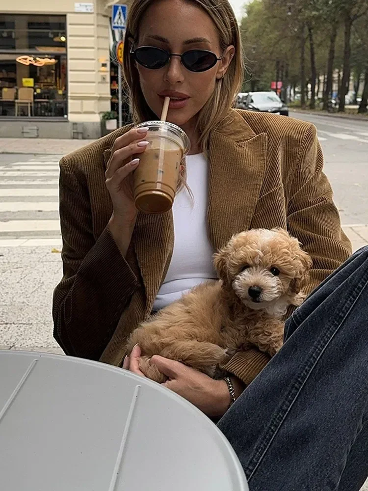 Женская Повседневная куртка с отложным воротником шикарная длинным рукавом и