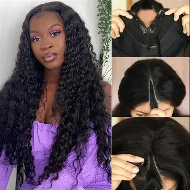 180Density Kinky Curly V Part Wig Upgrade U Part Wigs Human Hair For Women No Gel No Leave Out V Shape Human Hair Wig With Clips