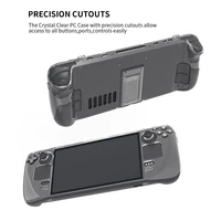anti slip hard pc transparent shell back case fit for steam deck crystal clear protective game console cover accessory