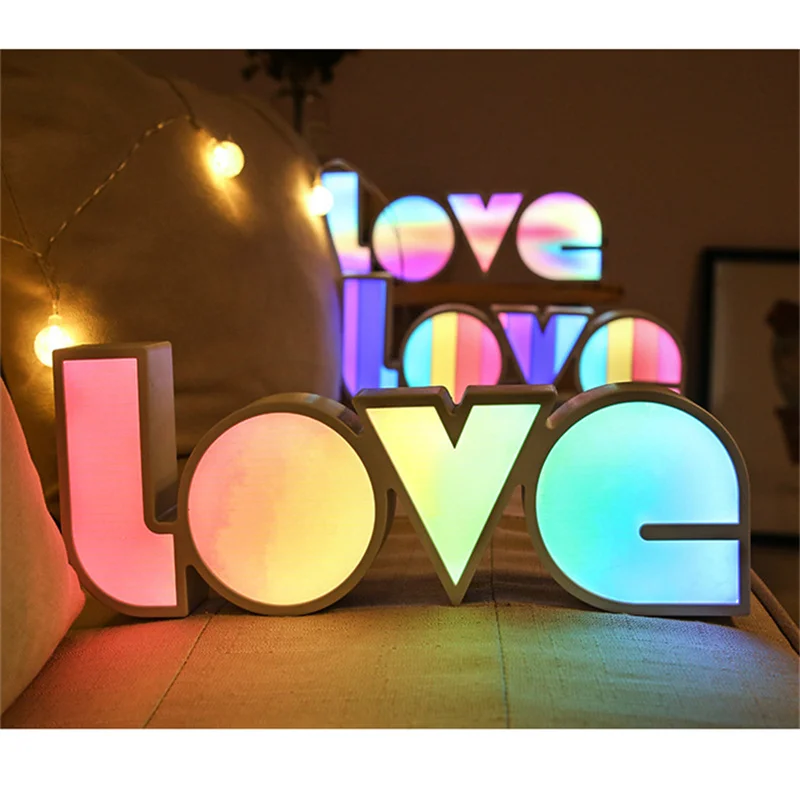 LED Lights Love Shaped Light Up Sign for Night Light Wedding Birthday Party Battery Powered Christmas Lamp Home Bar Decoration images - 6
