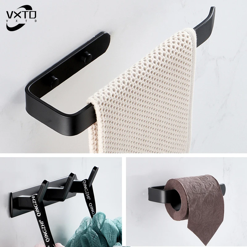 Настенная вешалка для полотенец алюминиевая черная матовый черный держатель