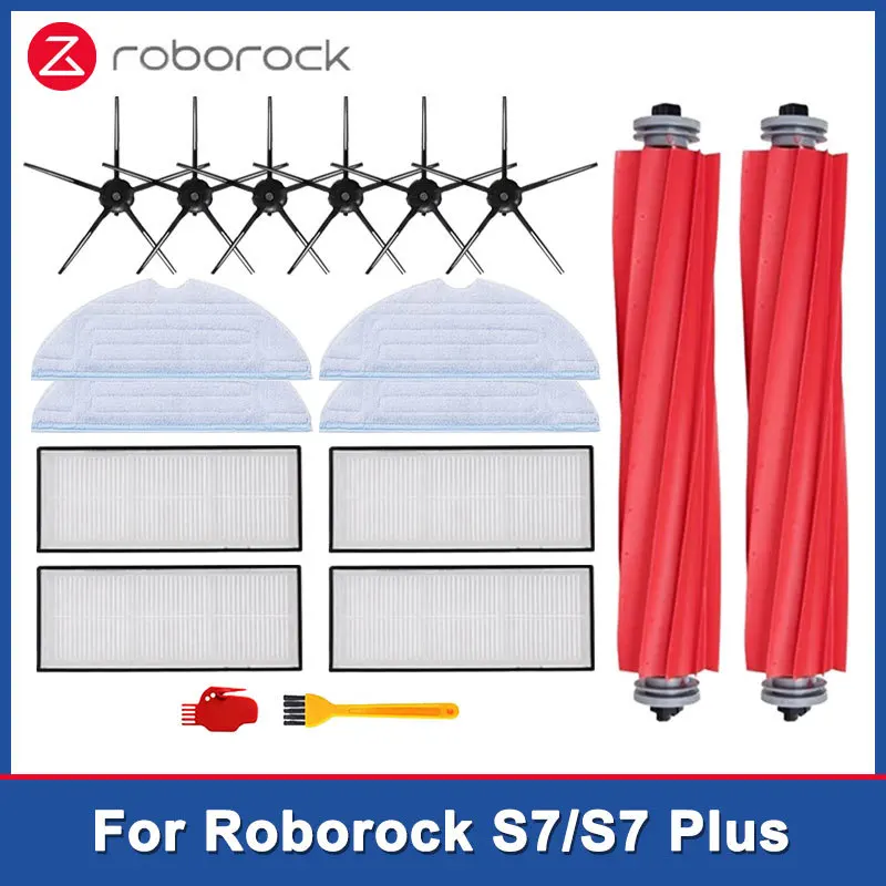 Vacuum Cleaner Parts Accessories For Roborock S7 S70 S7Max s7MaxV T7S Plus Main Side Brush Mops Cloths HEPA Filter Kit Robotic
