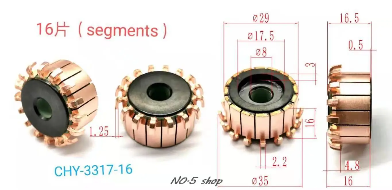 

10Pcs 29x8x16(16.5)x16P Copper Bars Electric Motor Commutator