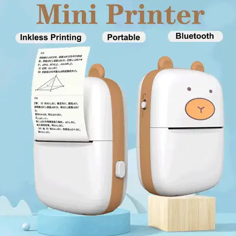 Мини-принтер для наклеек с Bluetooth, беспроводной портативный термопринтер для смартфона, мобильного принтера, смарт-фотопринтер