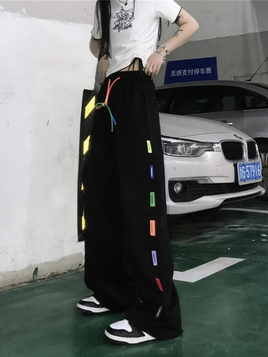 

Cool Hip Hop Straight Pants Funny Gothic Loose Girl Cargo Trousers Casual INS Dance Pants Combat Streetwear Workout Pants Girl