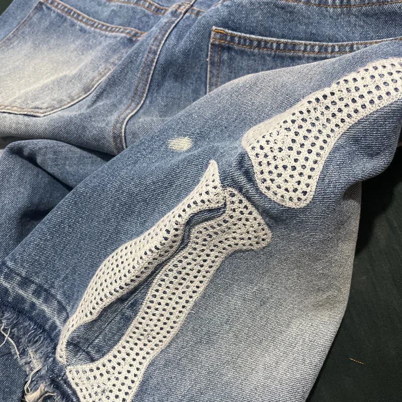 Kapital Denim Shorts 2023 Summer New Embroidered Bone Vintage Wash Loose Casual Knee Length Pants For Men And Women