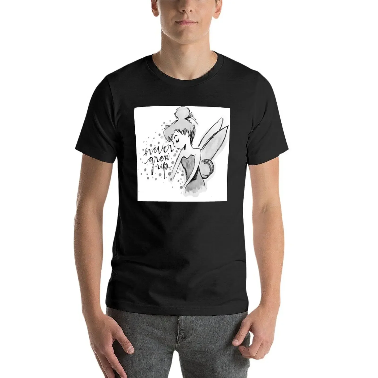 Быстросохнущие мужские футболки с надписью Never вырос Tink BW