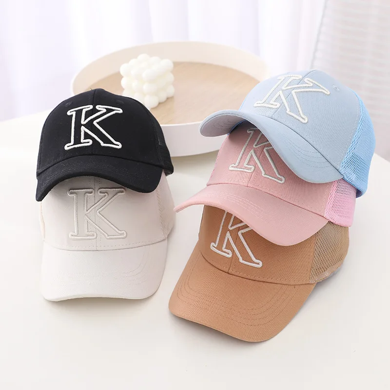 

Summer Letter K Embroidery Children Baseball Cap For Boys Kids Girl Sun Hat